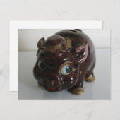 Brown Pig Piggy Bank Postkarte (Vorne/Hinten)