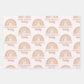 Brown Pink Boho Rainbow Individuelle Name Geburtst Geschenkpapier Set (Vorderseite 2)