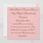 Brown & PINK DAMASK Elegantes Hochzeitsempfang Einladung (Rückseite)