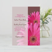 Brown & Pink Gerbera Daisy Wedding Einladung (Stehend Vorderseite)