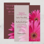 Brown & Pink Gerbera Daisy Wedding Einladung (Vorne/Hinten)