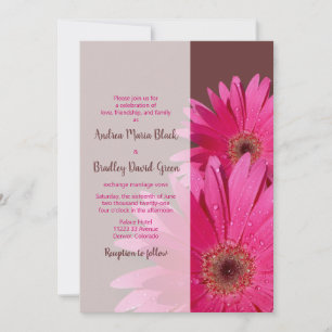 Brown & Pink Gerbera Daisy Wedding Einladung