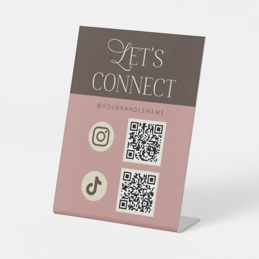 Brown Pink Let's Connect Social Media Sockelschild (Vorderseite)