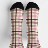 Brown & Pink Tartan Niedlich Kariert Socken (Oben)