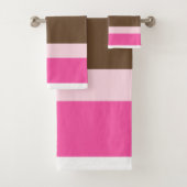 Brown & Pink White Stripe Bathroom Towel Sets  (Insitu)
