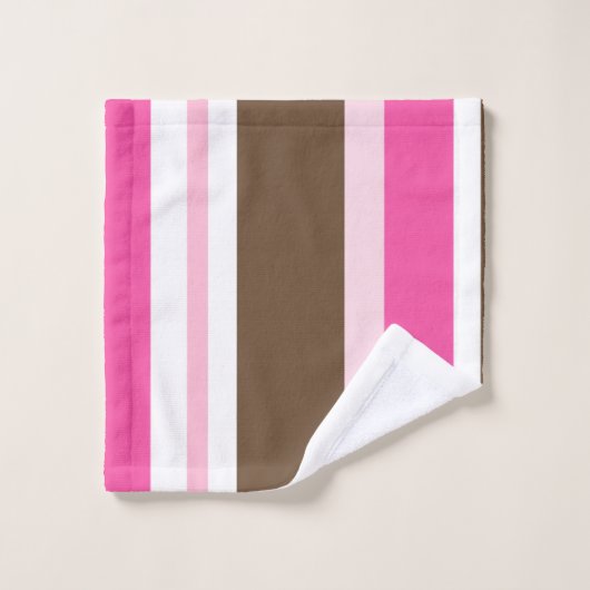 Brown & Pink White Stripe Bathroom Towel Sets  (Waschlappen)