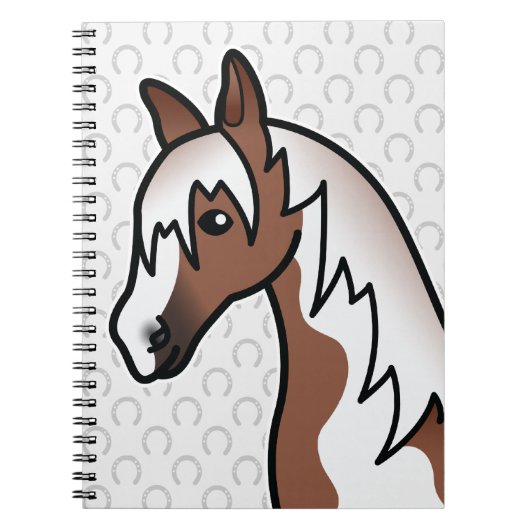 Brown Pinto Cartoon Pferdekopf Notizblock (Vorderseite)