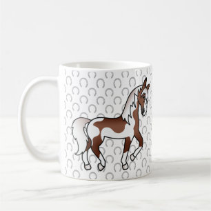 Brown Pinto Cartoon Trotting Horse Illustration Kaffeetasse