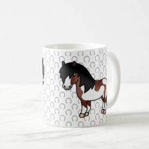 Brown Pinto Shetland Pony Cartoon Illustration Kaffeetasse