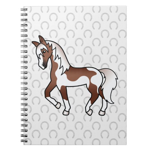 Brown Pinto Trotting Cartoon Horse Notizblock (Vorderseite)