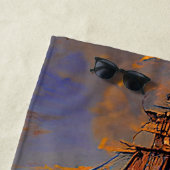 Brown Pirate Sailing Ship Blue Orange Sky Strandtuch (Beispiel)