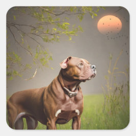 Brown Pitbull Quadratischer Aufkleber