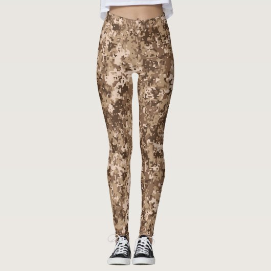 Brown pixated Camouflage Pattern Leggings (Vorderseite)