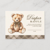 Brown Plaid Bear Baby Shower Diaper Raffle Begleitkarte (Vorderseite)
