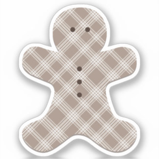 brown plaid gingerbread man aufkleber