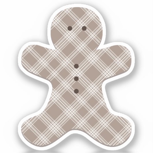 brown plaid gingerbread man aufkleber (Vorderseite)
