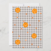 Brown Plaid & Orange Dots Baby Shower Invitation Einladung (Rückseite)