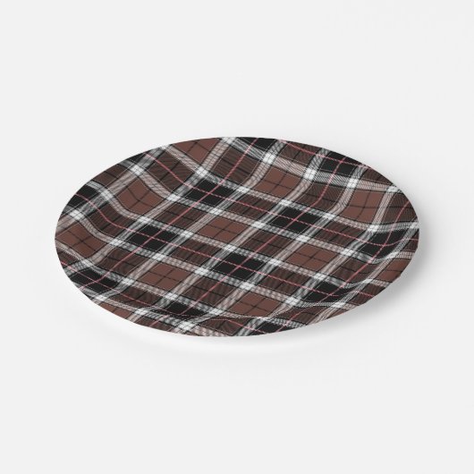 Brown Plaid Pappteller (Schrägansicht)