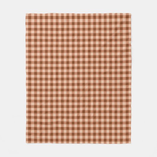 Brown Plaid Pattern Simple Rustic Gingham Fleecedecke (Vorderseite)