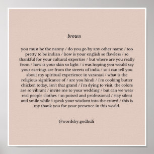 "Brown" Poesie Print Poster