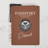 Brown Poland Passport Save the Date (Vorne/Hinten)