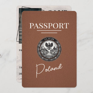 Brown Poland Passport Save the Date
