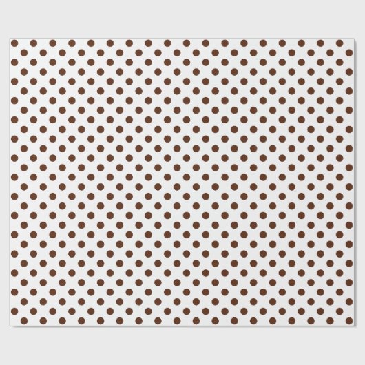 Brown Polka Dot auf weißem Medium Space Geschenkpapier (Flach)
