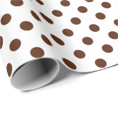 Brown Polka Dot auf weißem Medium Space Geschenkpapier (Rolleneckpunkt)