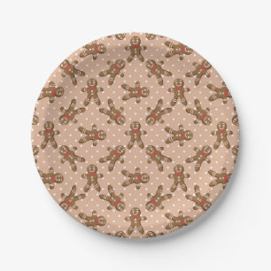 Brown Polka Dot Gingerbread Mann Weihnachten Pappteller