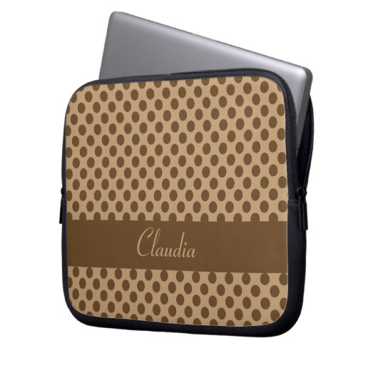 Brown Polka Dot Laptopschutzhülle (Vorderseite Links)