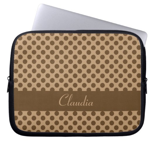 Brown Polka Dot Laptopschutzhülle (Vorderseite)