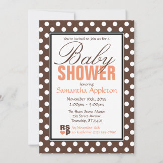 Brown Polka Dot Orange Zickzack Babydusche Einladung