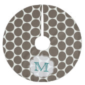 Brown Polka Dot Print Monogram, Initial Tree Skirt Polyester Weihnachtsbaumdecke (Vorderseite)