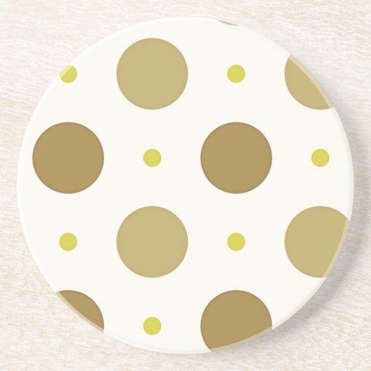 Brown Polka Dot Retro Design Sandstone Untersetzer (Vorne)