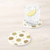 Brown Polka Dot Retro Design Sandstone Untersetzer (Seite)