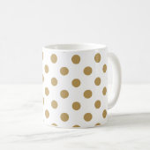 Brown Polka Dots Muster auf weißem Hintergrund Kaffeetasse (VorderseiteRechts)
