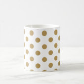 Brown Polka Dots Muster auf weißem Hintergrund Kaffeetasse (Mittel)