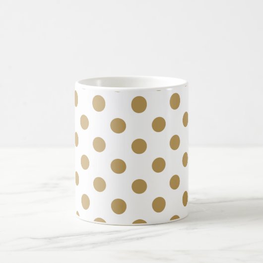 Brown Polka Dots Muster auf weißem Hintergrund Kaffeetasse (Mittel)
