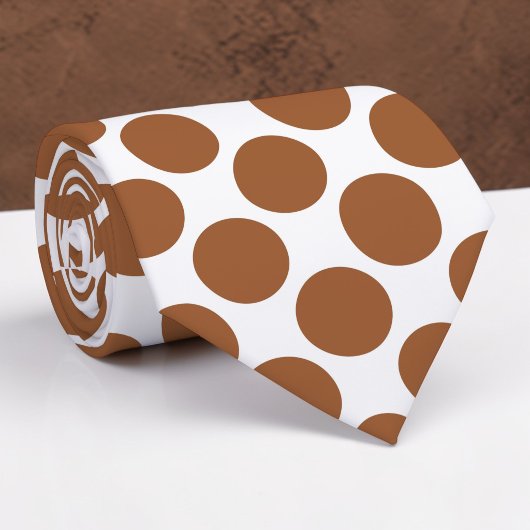 Brown Polka Dots on White Custom Necktie Krawatte