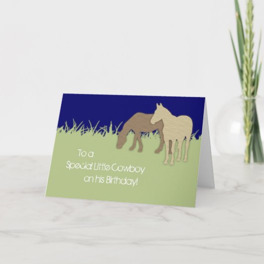 Brown Ponies Cowboy Birthday Card Karte (Vorderseite)