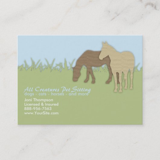 Brown Ponies Pet Sitting Business Card Visitenkarte (Vorderseite)
