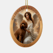 Brown Poodle Angel Personalisiert Memorial Keramik Ornament (Rechts)