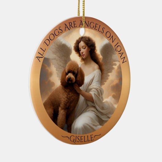 Brown Poodle Angel Personalisiert Memorial Keramik Ornament (Rechts)