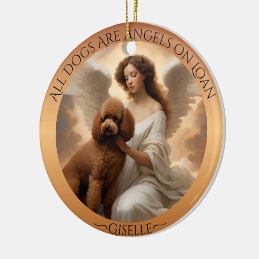 Brown Poodle Angel Personalisiert Memorial Keramik Ornament (Links)