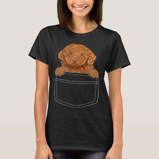 Brown Poodle Dog In Pocket Dog T-Shirt (Vorderseite)