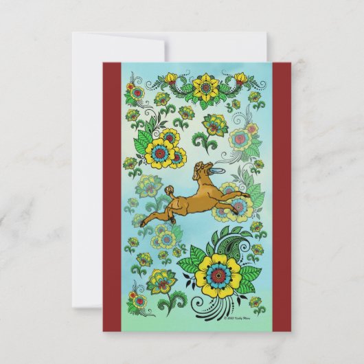 Brown Poodle Fangen einer Frisbee Note Card Dankeskarte (Vorderseite)