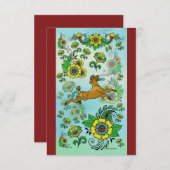 Brown Poodle Fangen einer Frisbee Note Card Dankeskarte (Vorne/Hinten)