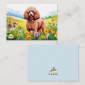 Brown Poodle und Blume Mitteilungskarte (Vorne/Hinten)