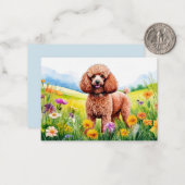 Brown Poodle und Blume Mitteilungskarte (Vorderseite/Rückseite Beispiel)