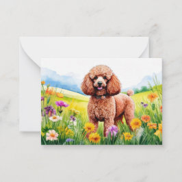 Brown Poodle und Blume Mitteilungskarte